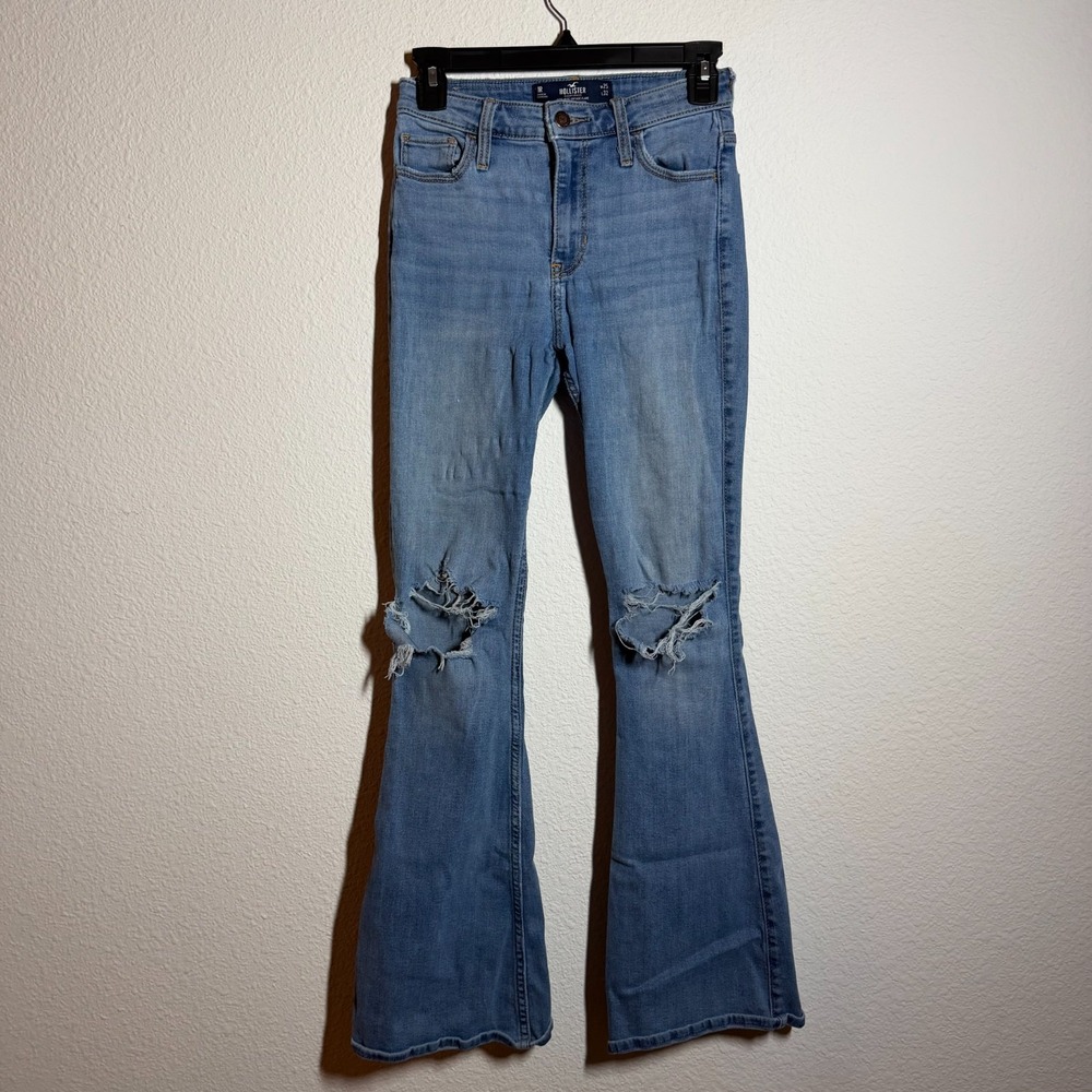 Hollister High Rise Vintage Flare Jeans Womens 1R 25x32 Blue Stretch Distressed